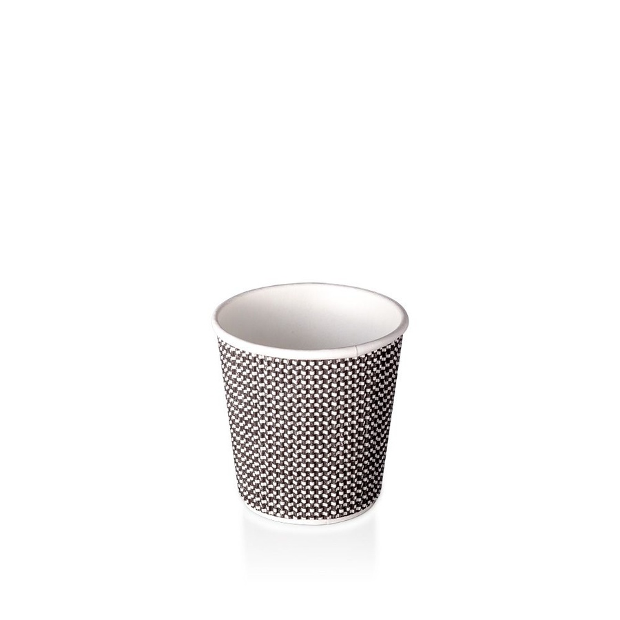 Coffee Cup - 4oz Double Wall Black Check OJI 25/40