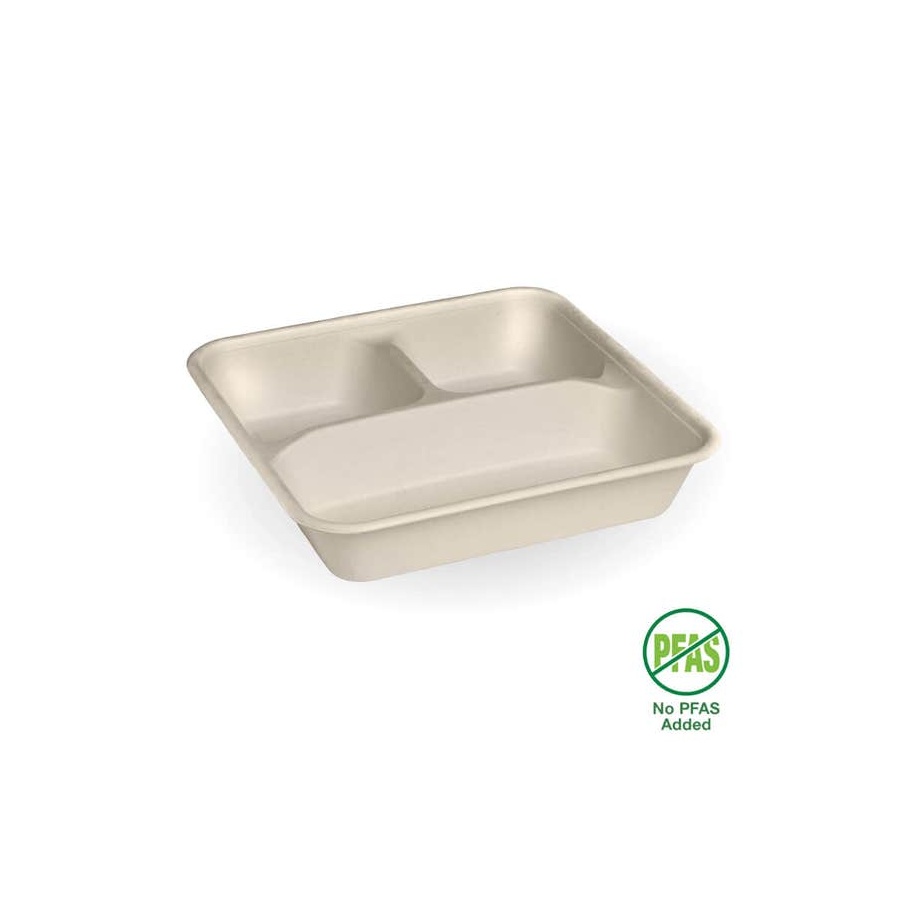 Takeaway Container Base - 3 Compartment Sugarcane Bio 125/4