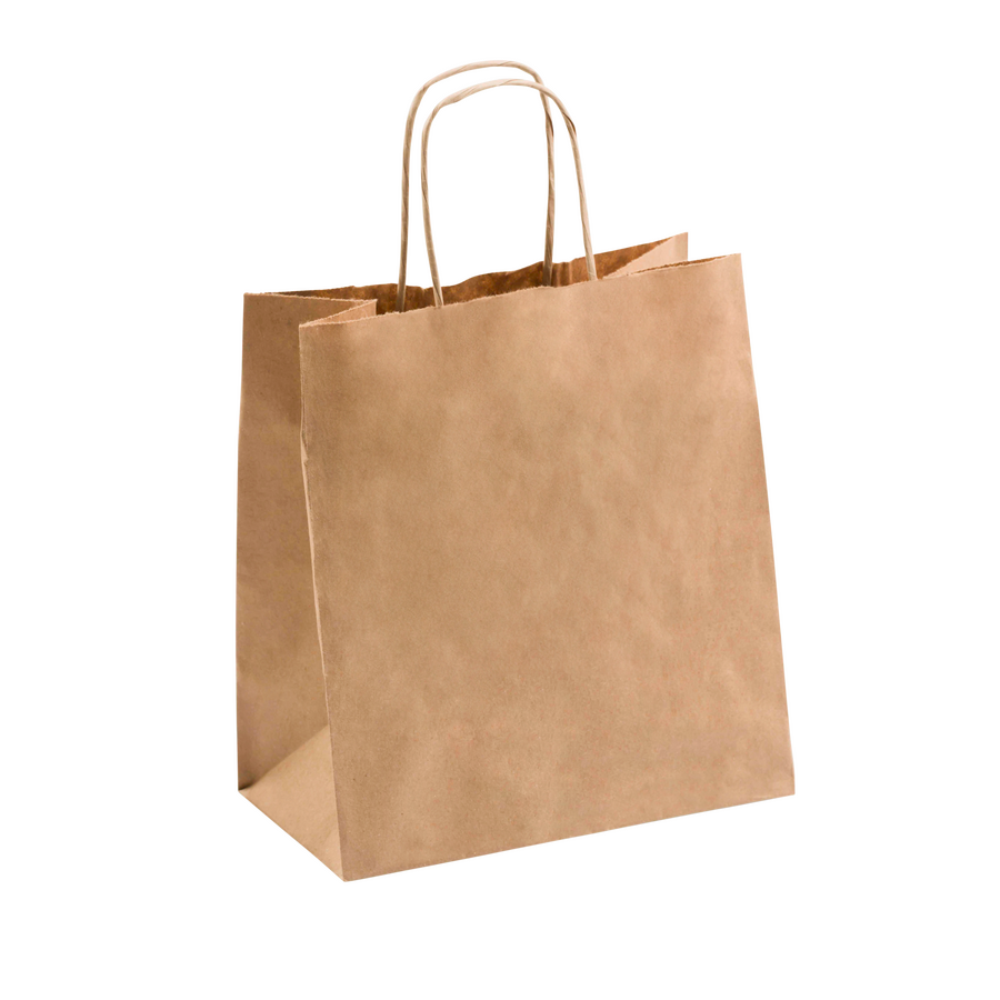 Carry Bag - Small Kraft 245x220x120 Twist Handle Det 250