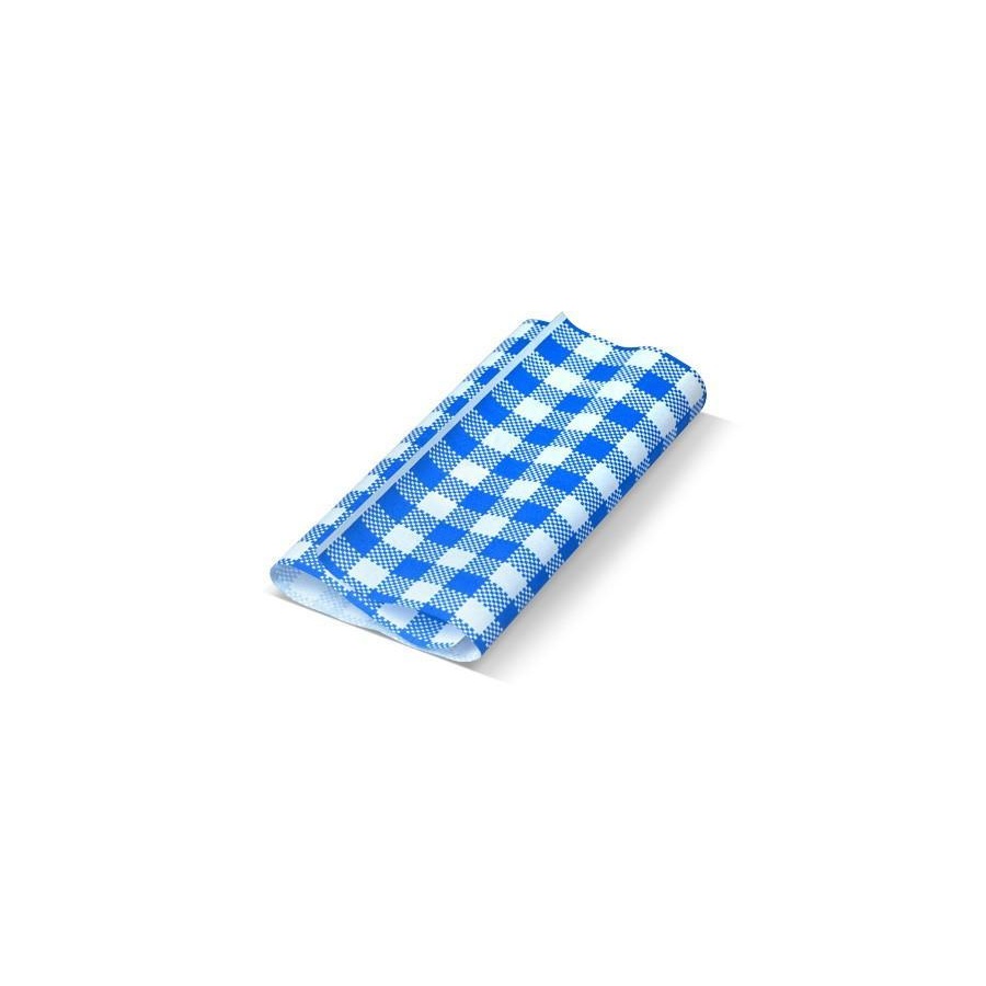 Greaseproof paper - Blue Gingham 190x300mm 200ream Pac Tr