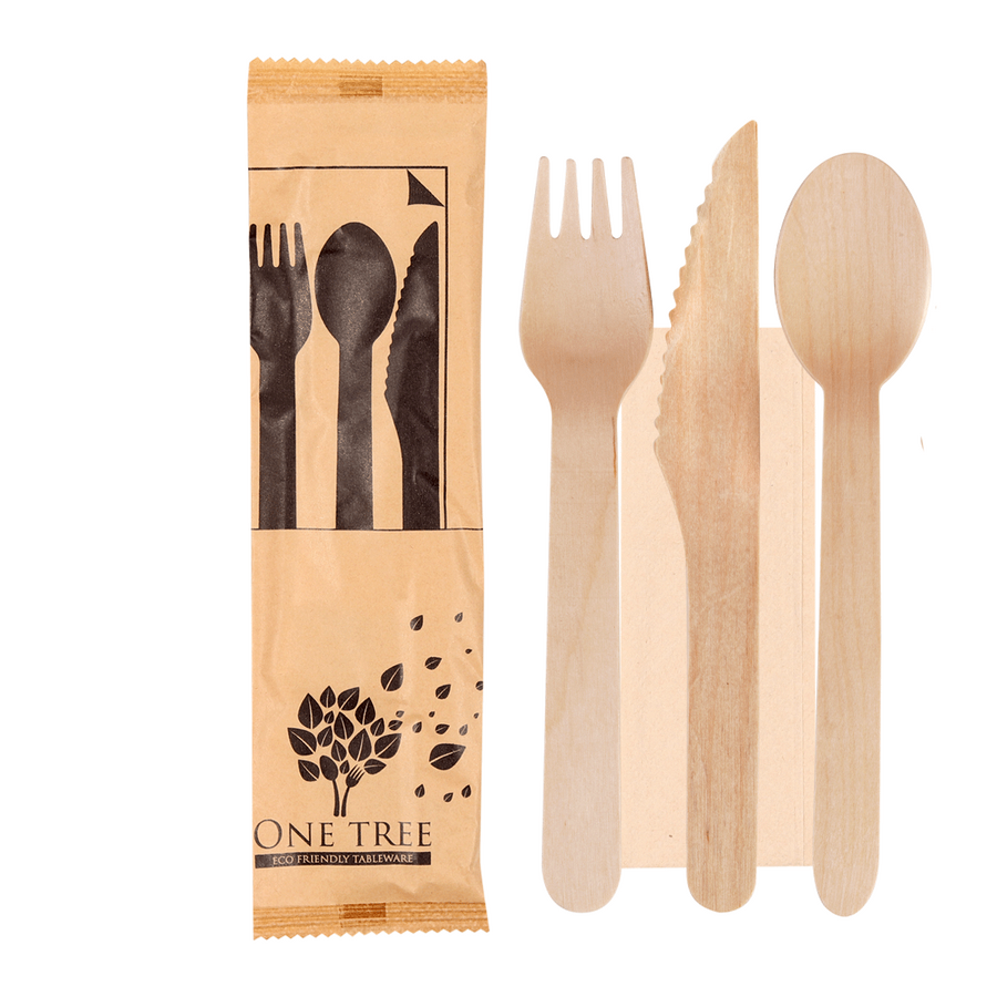 Cutlery Set - Knife Fork Spoon + Napkin Byg 100/4