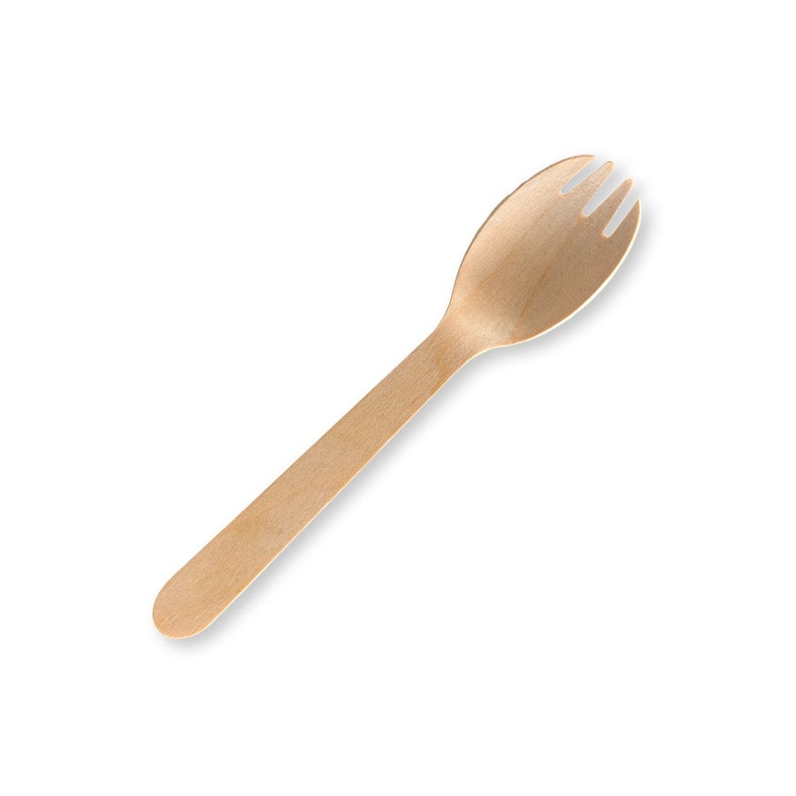 Cutlery - Spork Wooden Wax Coated By 100/20