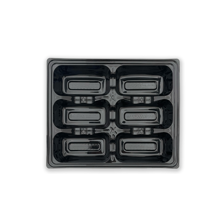 Oyster Tray - 6 Cavities Black 165x200x30mm RPET GP 400/2