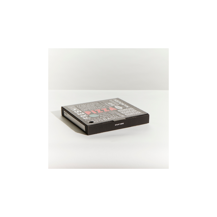 Pizza Box - 12&quot; Black with White Print Pin 100