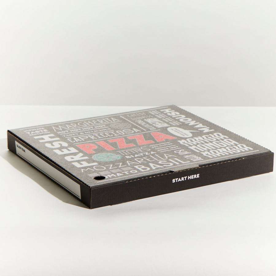 Pizza Box - 15&quot; Black with White print Pin 100
