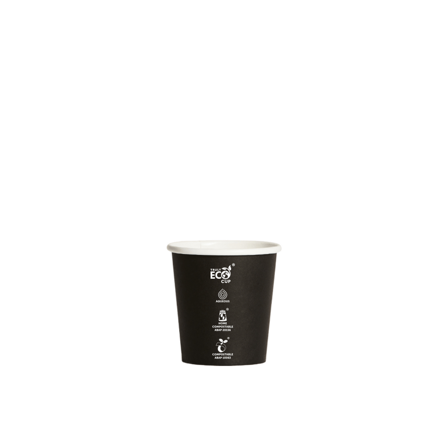 Coffee Cup - 4oz Single Wall Black Aqueous Eco Pin 50/20